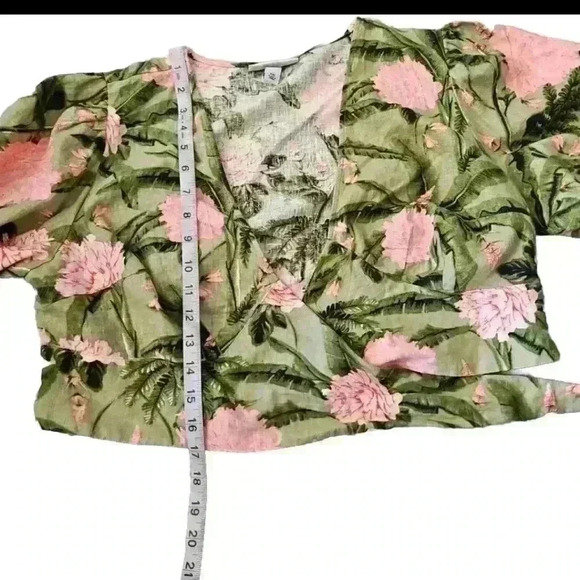 Agua Bendita For Taget Womens Green Floral Print Tropical Front Tie Top XXL - Picture 11 of 12